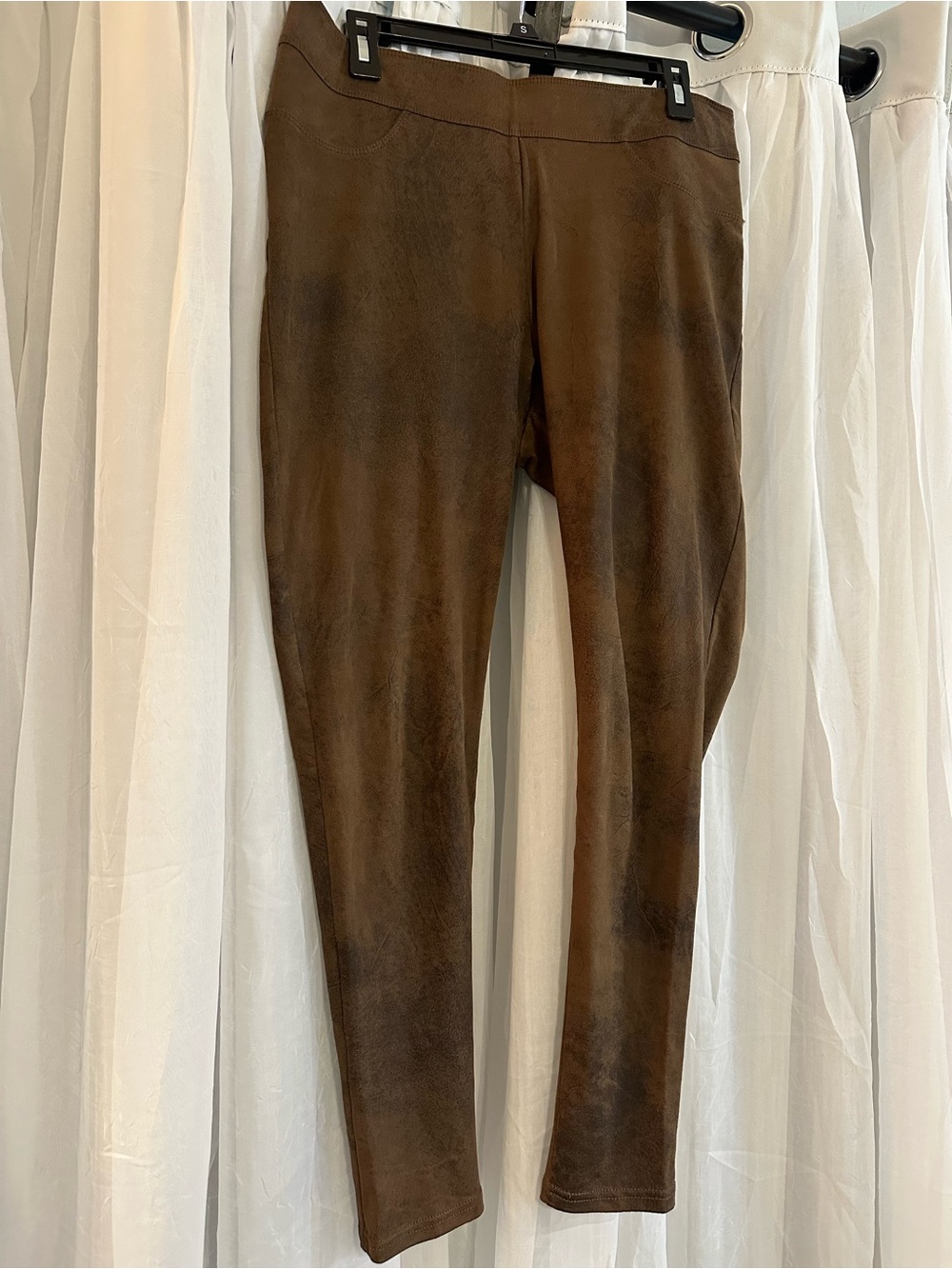 U C IMS leggings coolant  Brown Faux-Suede Leggings